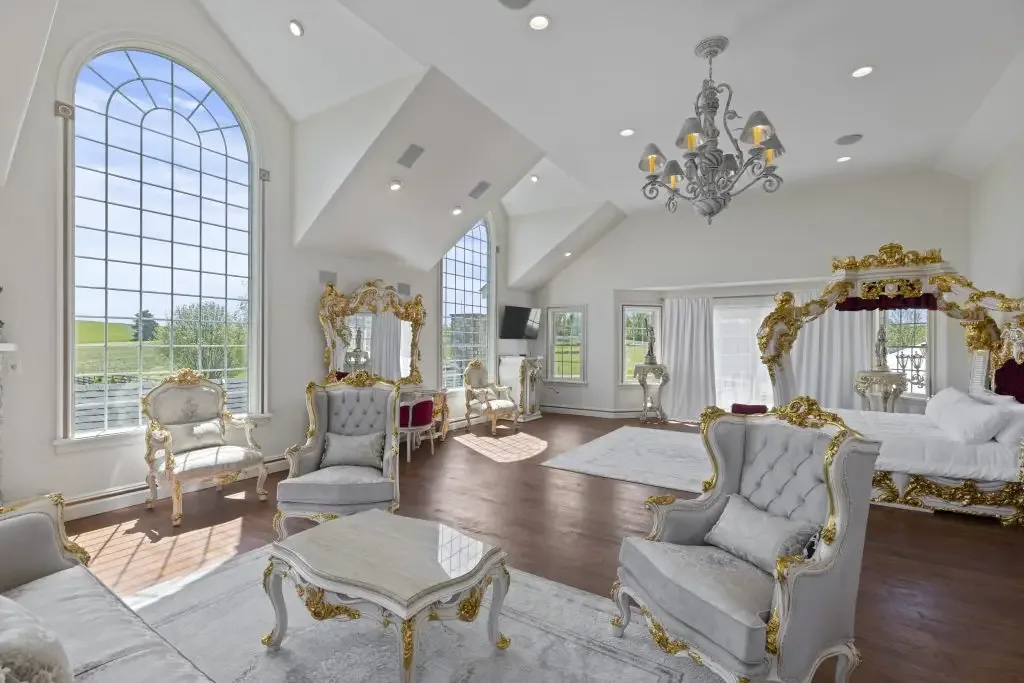 The Bridal Suite with tall arched windows