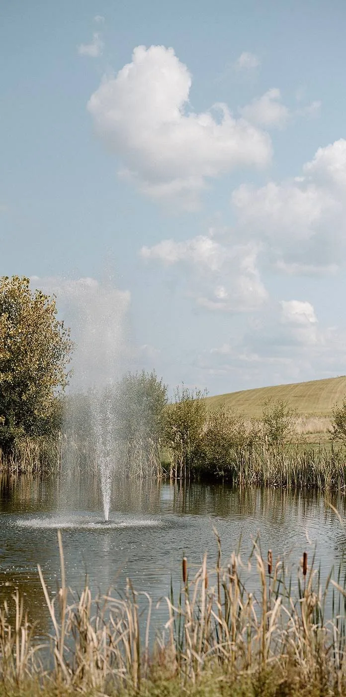 The lake fountain under a blue sky